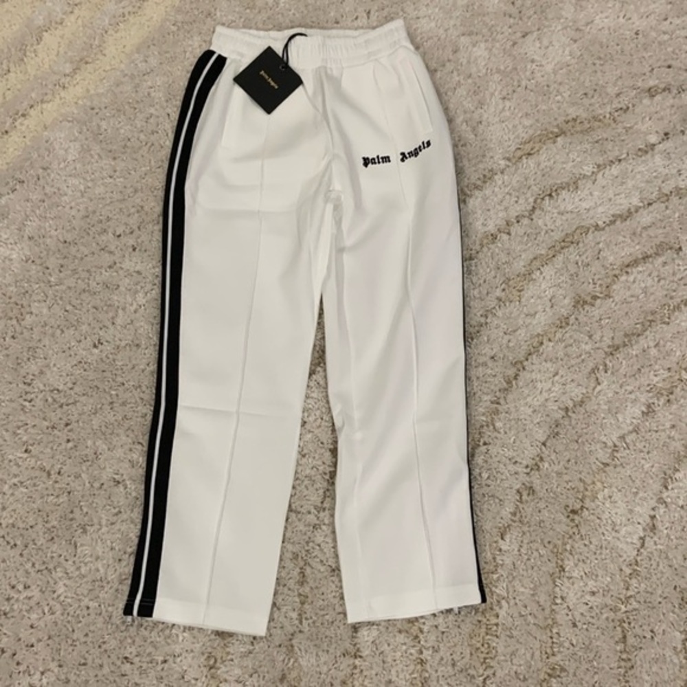 Palm Angels White & Black Striped Tracksuit Pants Men’s size Large